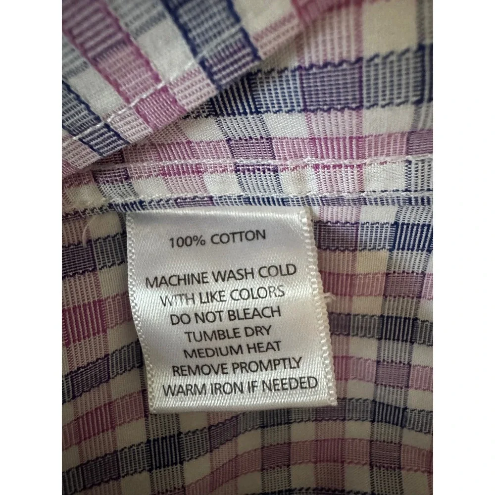 UNTUCKit Pio Cesare Slim Fit Wrinkle Free Plaid‎ Shirt Mens XL Pink Blue Cotton